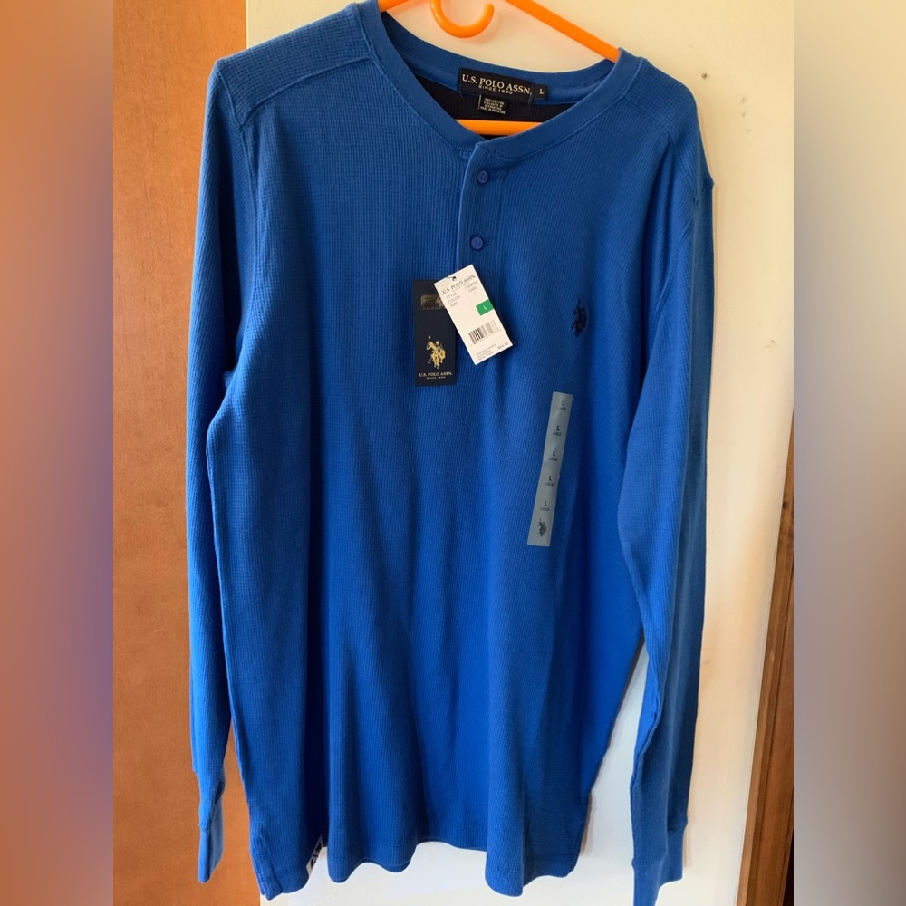 NWT Mens Polo Long Sleeve Shirt Large